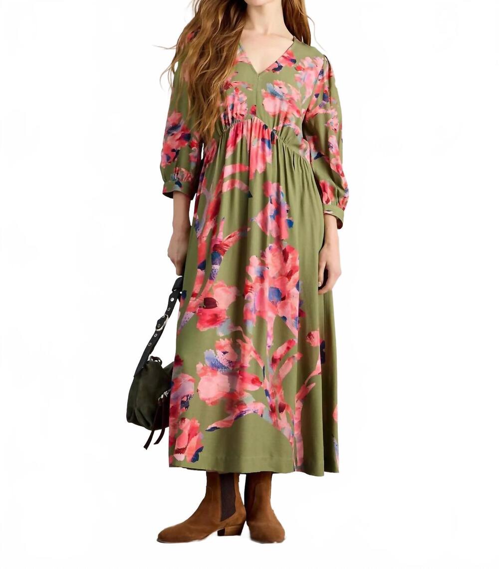NEW WHITE STUFF lucy midi dress in green multi
